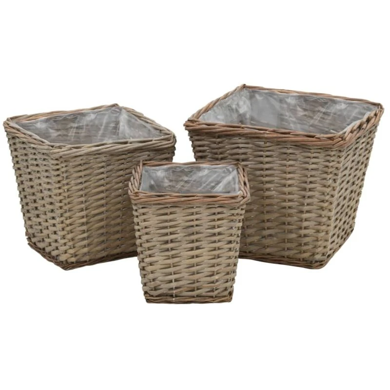 Image of VIDAXL Raised Bed 3 pcs Wicker with pe Lining Vidaxl 8718475620815