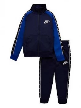 Image of Nike Sportswear Younger Boys Swoosh Taped Tricot Tracksuit - Navy