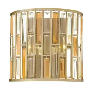 Image of Twin Wall Light Prisms of Amber Pearl & Clear Crystal Silver Leaf LED E14 60W