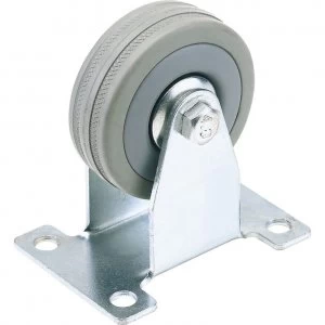 Image of Draper Fixed Plate Fixing Rubber Wheeled Castor 100mm