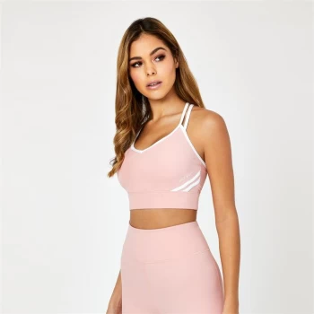 Image of Jack Wills Active Stripe Cross Back Sports Bra - Pink