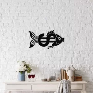 Image of Dollar Fish Black Decorative Metal Wall Accessory