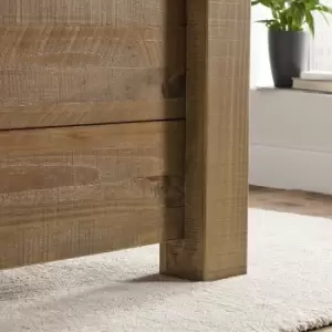 Image of Plank Wooden Bed Frame lfe - Double Bed Frame Only - Dark Wood