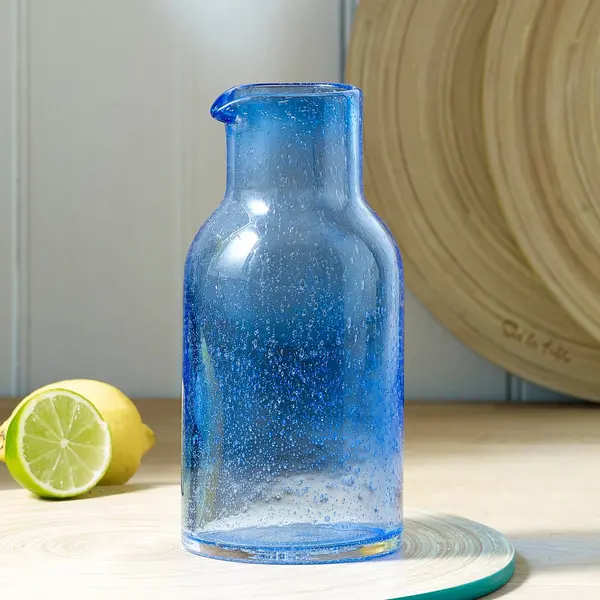Image of Colour Me Happy Handmade Blue Glass Carafe Blue
