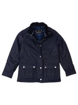 Image of Barbour Girls Trow Wax Jacket Royal Navy Size 10 11 Years Women