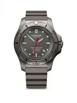 Image of Victorinox Victorinox Swiss Made I.N.O.X Diver Black Sapphire Glass Date Dial Grey Titanium 45Mm Case Black Rubber Strap Watch Removable Magnifying Gl