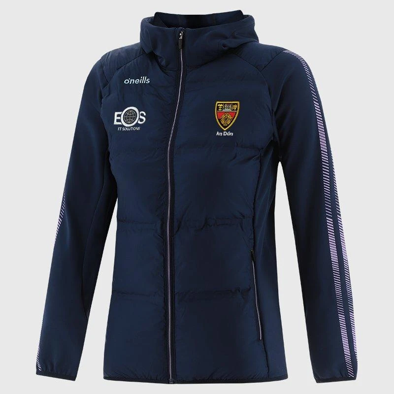 Image of ONeills Womens Down Dynamo Down Long Sleeve Performance Training Jacket Marine/Purple female 10 (S)