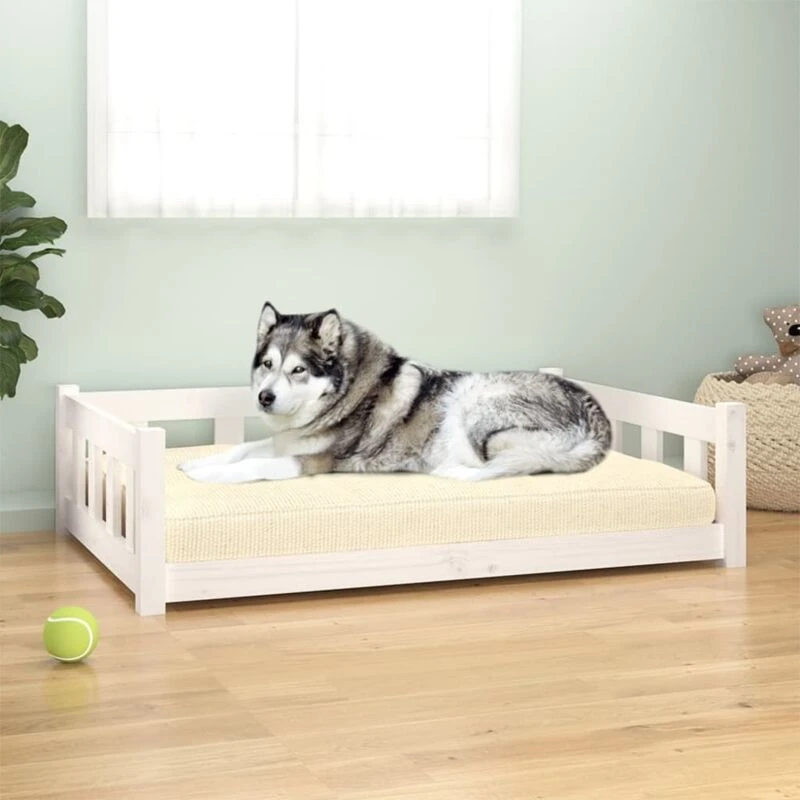 Image of VIDAXL Vidaxl - Dog Bed White 105.5x75.5x28cm Solid Wood Pine 8720845852436