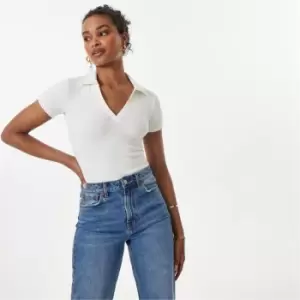 Image of Jack Wills Ribbed Scoop Neck Bodysuit - White