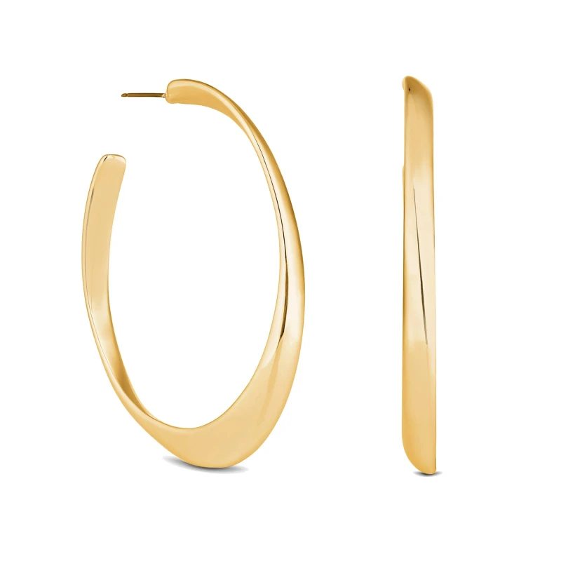 Image of Mood Gold Recycled Polished Oval Hoop Earrings Gold female