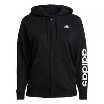 Image of adidas Essentials Logo Full-Zip Hoodie (Plus Size) Womens - Black / White