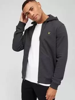 Image of Lyle & Scott Zip Through Hoodie - Charcoal Marl, Charcoal Marl Size M Men
