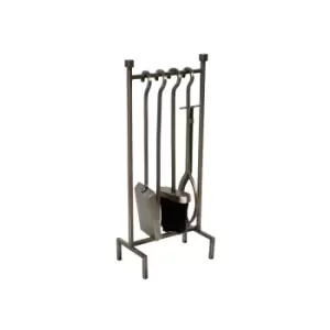 Image of Ivyline Iron Hanging Rack Fire Set Pewter 51Cm