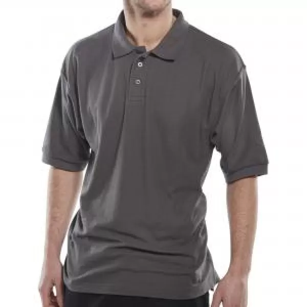 Image of Click Polycotton Polo Shirt Grey Large