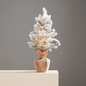 Image of Robert Dyas Snowfall and Hessian Pre-Lit Tree - 2ft