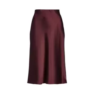 Image of Lauren by Ralph Lauren Satin Pleat Skirt - Red