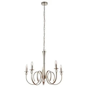 Image of 5 Light Multi Arm Lamp Pendant Polished Nickel Plate, Clear Crystal, E14
