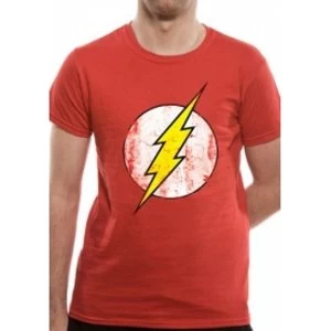 Image of The Flash Distressed Logo DC Essentials Range T-Shirt XX-Large - Red