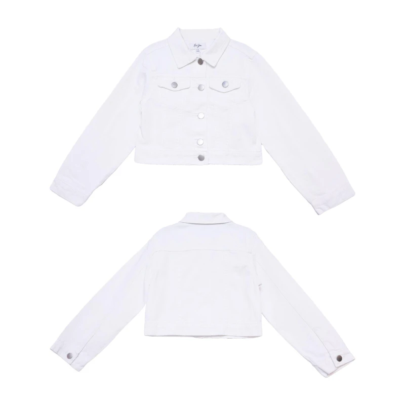 Image of Be You Older Girl Cropped Denim Jacket White White 6 - 7 Years