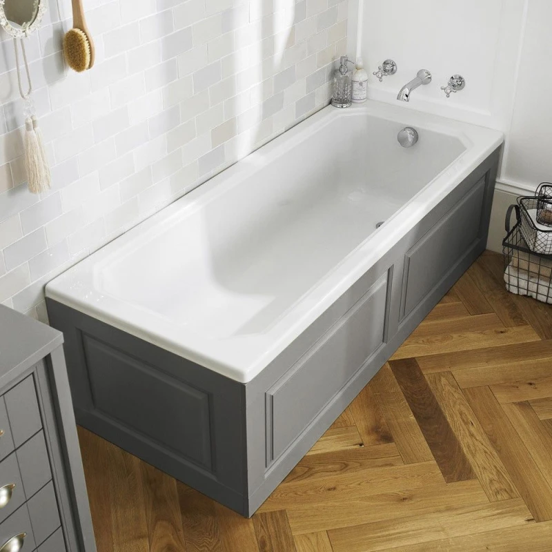 Image of Nes Home Chiltern Light Grey Traditional 800mm Bath End Panel + Plinth Grey