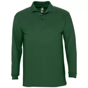 Image of SOLS Mens Winter II Long Sleeve Pique Cotton Polo Shirt (S) (Golf Green)