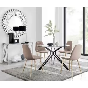 Image of Furniture Box Cascina Dining Table and 4 Cappuccino Corona Gold Leg Chairs