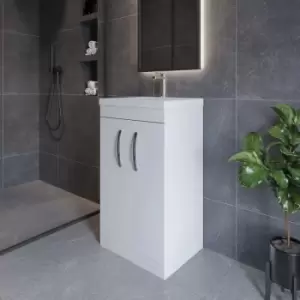 Image of Nuie - Athena Floor Standing 2-Door Vanity Unit with Basin-4 500mm Wide - Gloss White