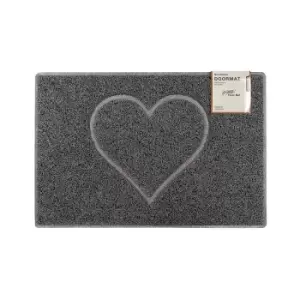 Image of Oseasons Heart Medium Embossed Doormat In Grey With Open Back