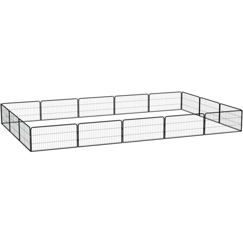 Image of VIDAXL 16-Panel Dog Playpen Black 100x50cm Powder-coated Steel Vidaxl 8720287159025