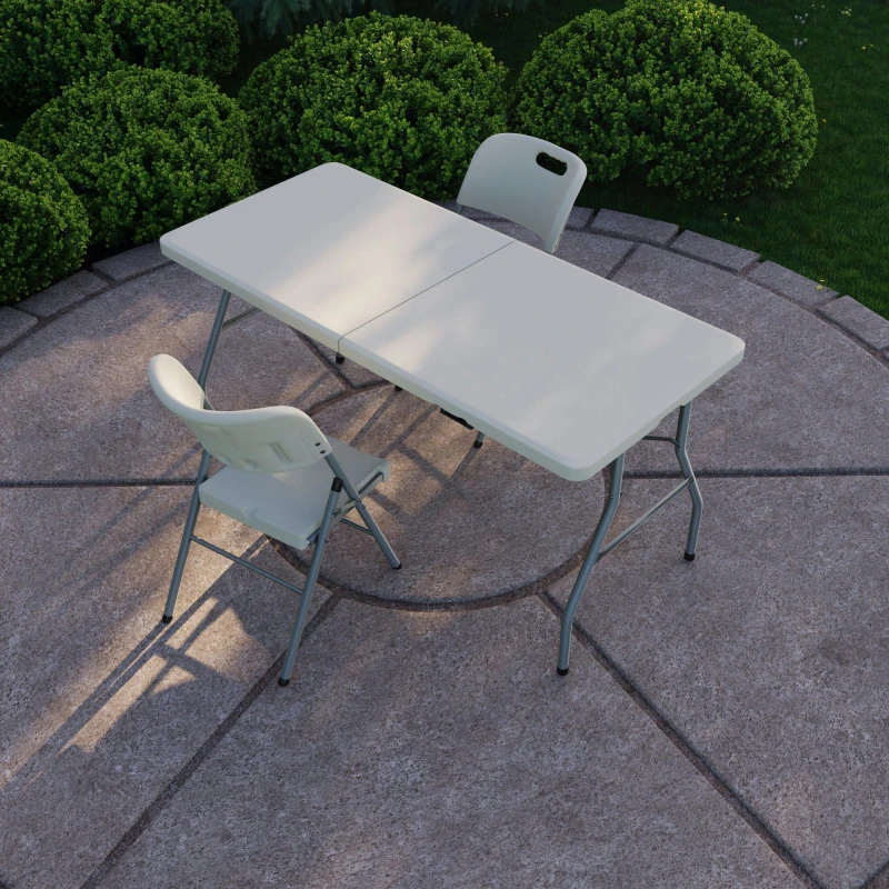 Image of Lassic Outdoor Folding Table 5ft & 2 Folding Chairs White unisex 3 Piece