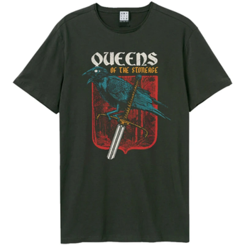 Image of Amplified Amplified Men Sword And Crow Queens Of The Stone Age T-Shirt in Charcoal Size: X-Small Charcoal XS Male 5063806003106
