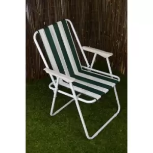 Image of Folding Camping / Picnic Chair in Green and White Garden Patio