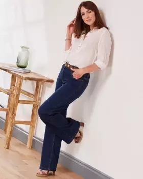 Image of Cotton Traders Womens Wide-Leg Stretch Jeans in Blue