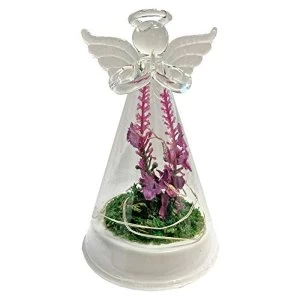 Image of LED Light Up Glass Angel with Artificial Flowers - Small