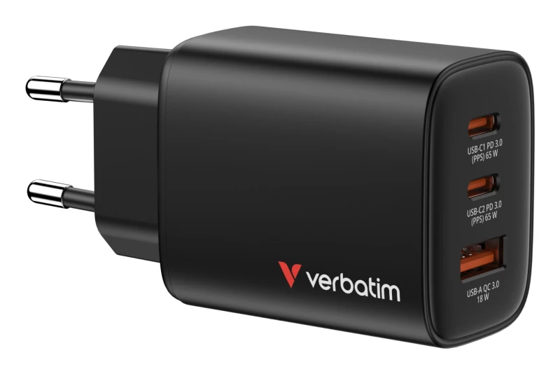Image of Verbatim Essentials GaN Charger 65W EU plug Black