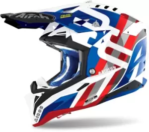 Image of Airoh Aviator 3 Rainbow Carbon Motocross Helmet, red-blue, Size 2XL, red-blue, Size 2XL