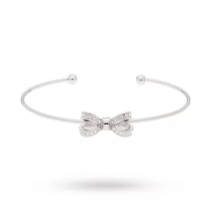 Image of Ted Baker Ladies Silver Plated Olexii Mini Opulent Pave Bow Bangle TBJ1565-01-02