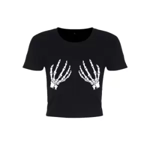 Image of Grindstore Womens/Ladies Spooky Touch Crop Top (S) (Black/White)