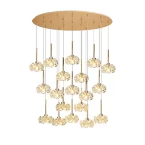 Image of Salisbury 19 Light G9 3.5m Oval Multiple Ceiling Pendant With French Gold And Crystal Shade
