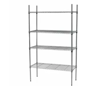 Image of Oypla 4 Tier Heavy Duty Steel Wire Rack Shelf Kitchen Storage Shelving Unit with Wheels