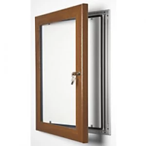 Image of Stewart Superior Wall Mountable Lockable Poster Case 93 x 128cm Dark Wood