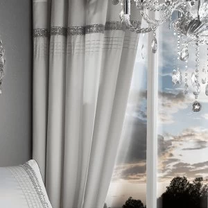 Image of Catherine Lansfield Diamante Eyelet Curtains - Pearl