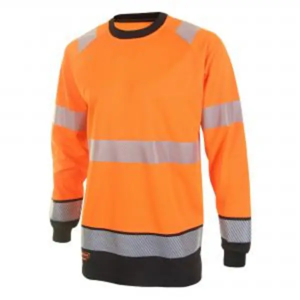 Image of Beeswift High Visibility Two Tone Long Sleeve T Shirt Orange Black BESWHVTT005ORBLXL