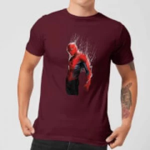 Image of Marvel Spider-man Web Wrap Mens T-Shirt - Burgundy - S