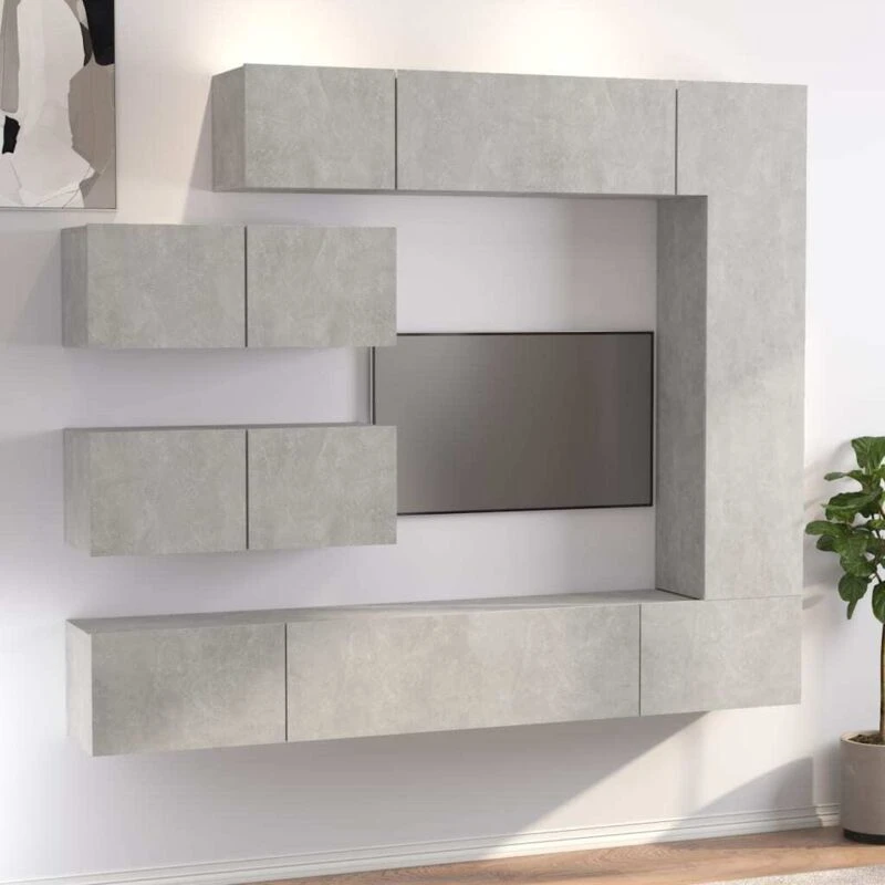Image of VIDAXL 7 Piece TV Cabinet Set Concrete Grey Engineered Wood vidaXL 8720287107071