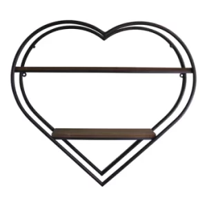 Image of Heart Shaped Metal & Wood Shelf Unit