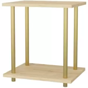 Image of Decorotika - Bristol Side Table Coffee Table for Living Room and Office - Gold and Oak - GOLD OAK