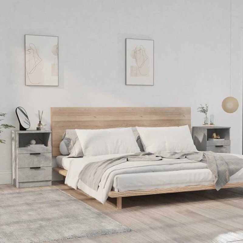 Image of VIDAXL Bedside Cabinets 2 pcs Concrete Grey Engineered Wood Vidaxl 8720286965351