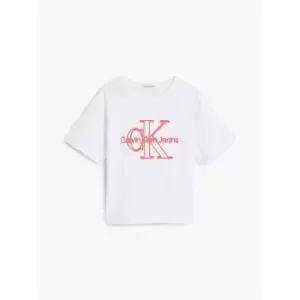 Image of Calvin Klein Jeans Monogram Embroidery T-Shirt - White