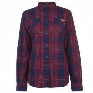 Image of Lee Cooper Long Sleeve Metallic Shirt Ladies - Burgundy/Navy